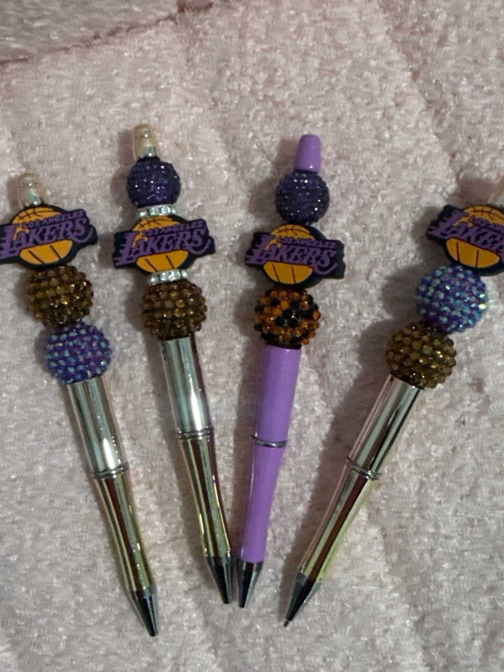 Purple and Gold Beaded Ballpoint Pen